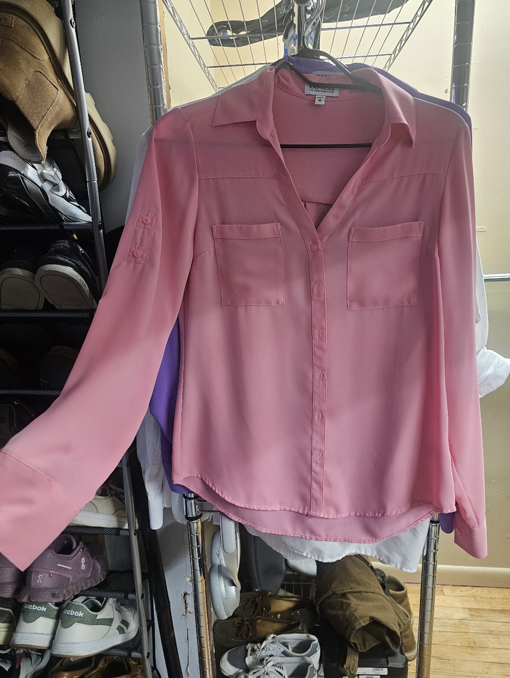 Light Pink Women's Button-Front Blouse